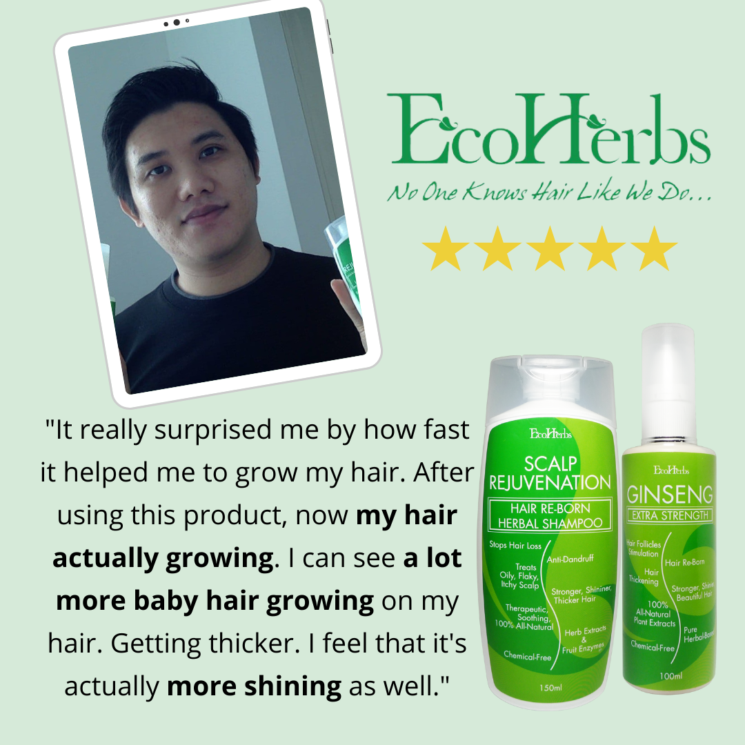 EcoHerbs Ginseng Extra Strength Herbal Hair Growth Serum For New Hair Growth, Thicker, Stronger Hair (For Mild & Severe Hair Thinning & Balding)