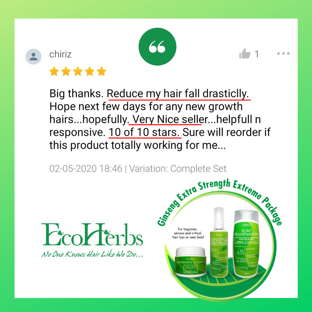 EcoHerbs Ginseng Extra Strength Herbal Hair Growth Serum For New Hair Growth, Thicker, Stronger Hair (For Mild & Severe Hair Thinning & Balding)