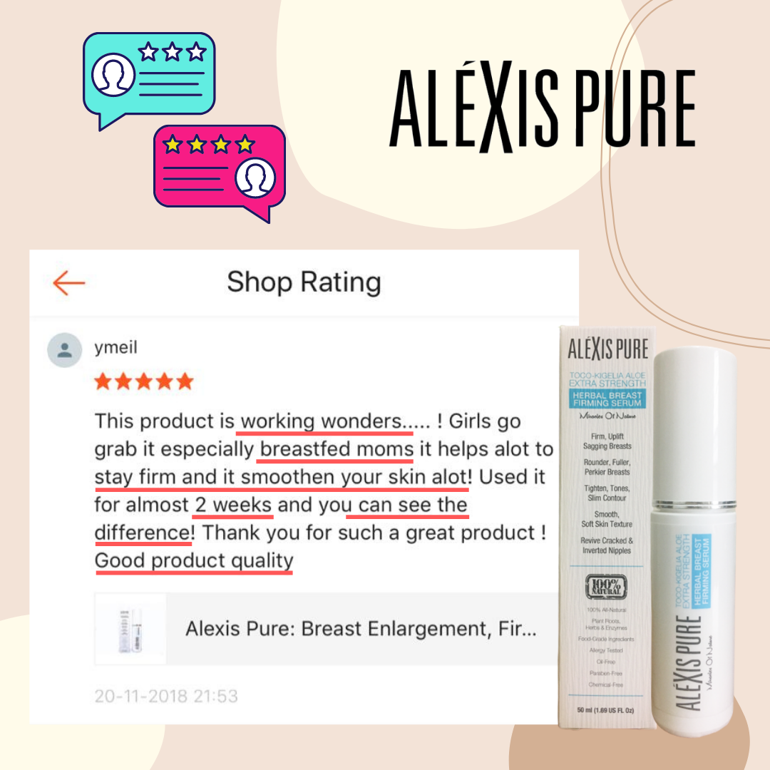 Alexis Pure Toco-Kigelia Aloe Extra Strength Plant Based Breast Firming Serum For Sagging, Drooping, Uneven Out Of Shape Breast - 50ml