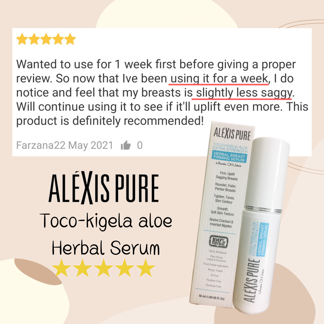 Alexis Pure Toco-Kigelia Aloe Extra Strength Plant Based Breast Firming Serum For Sagging, Drooping, Uneven Out Of Shape Breast - 50ml