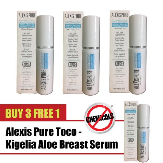 [Buy 3 Free 1] Alexis Pure Toco-Kigelia Aloe Extra Strength Plant Based Breast Firming Serum For Sagging, Drooping, Uneven Out Of Shape Breast - 50ml